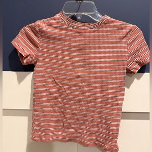 H&M Dark Peach and White Striped Kids Tee see pic for size